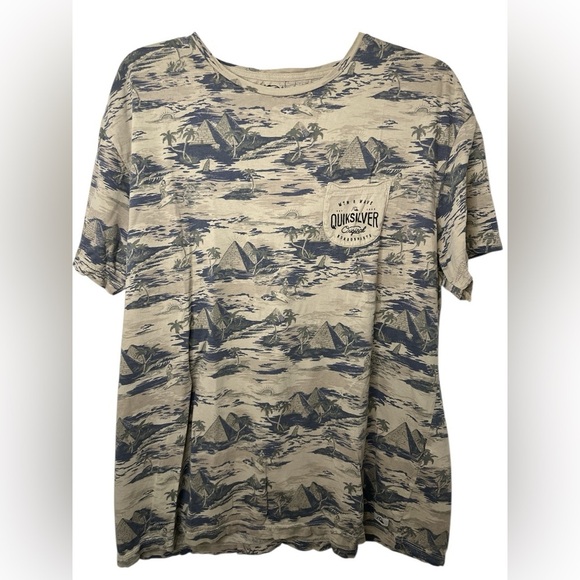 Quiksilver Tan Pyramid Tropical Print Short Sleeve Tee XL - Picture 1 of 7